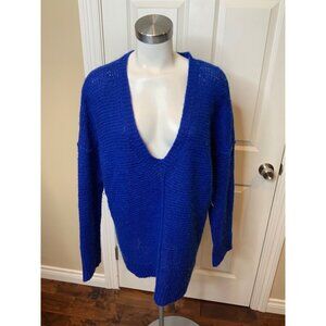 Michael Kors Blue Wool V-Neck Sweater, Size 3X